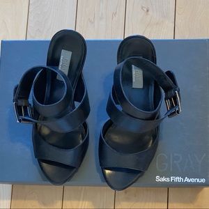 Saks Fifth Avenue Ankle Strap Heels 4.5" Black